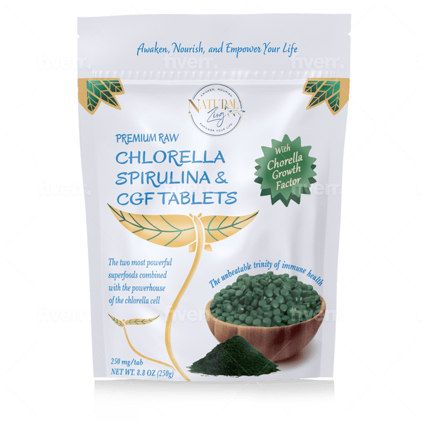 Chlorella/Spirulina/Chlorella Growth Factor Tablets 45/45/10 - Natural Zing