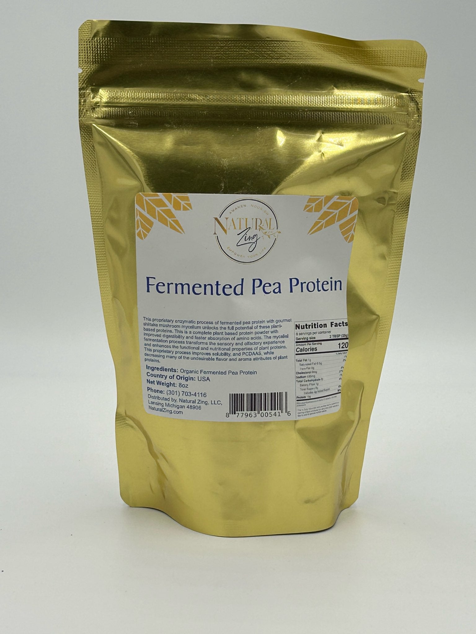 Fermented Pea Protein Powder 8 oz - Natural Zing