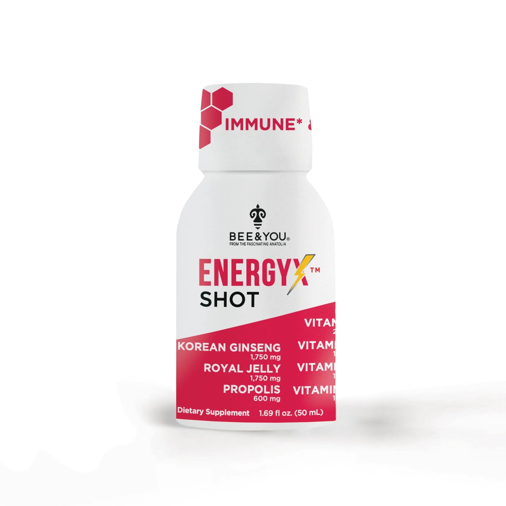 Bee & You: Energy Immune Shot |Natural Pomegranate Taste| Caffeine-Free