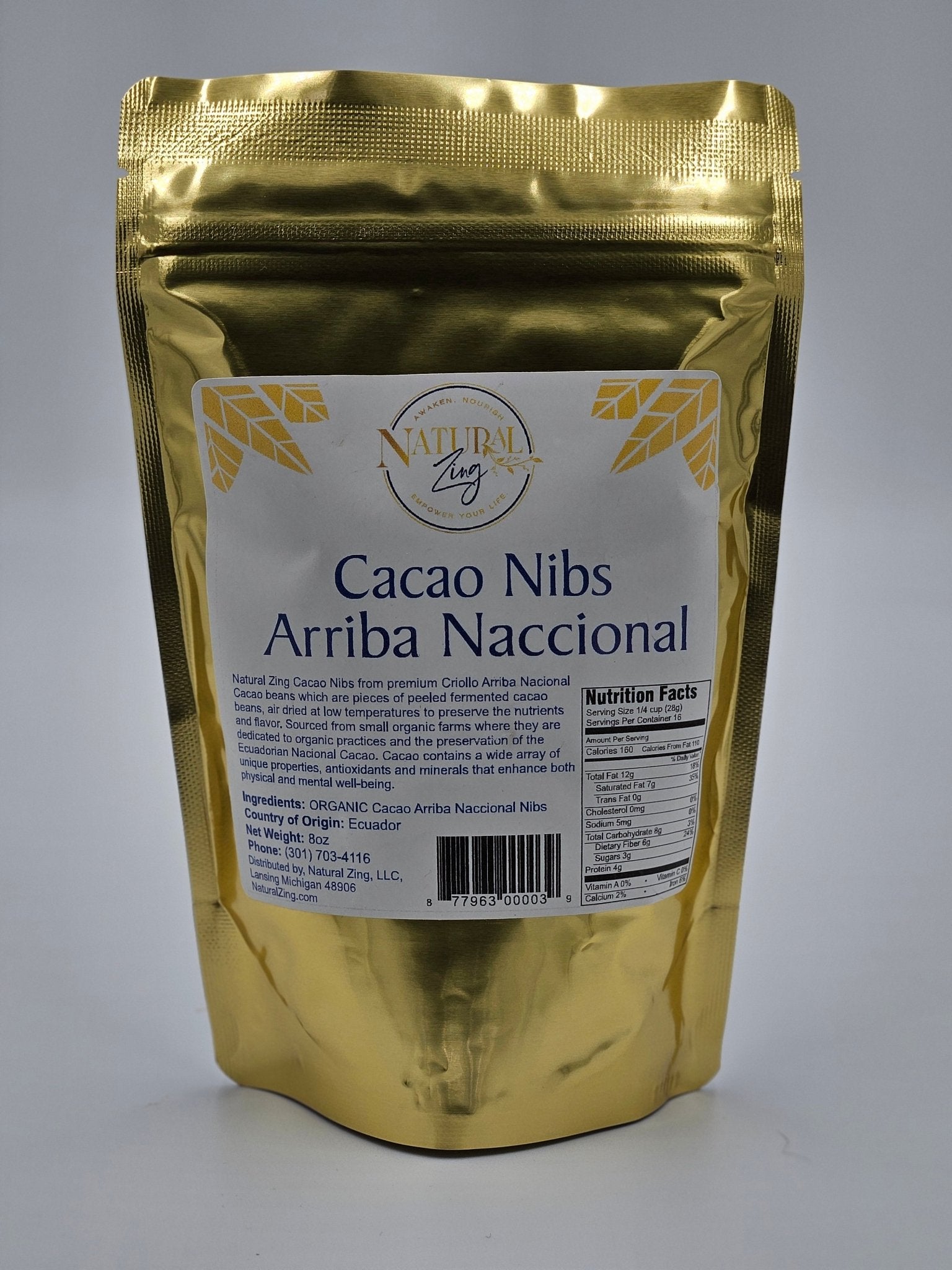 Raw Cacao Nibs 8 oz - Arriba Nacional