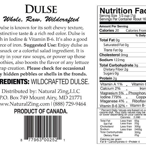 Dulse, Whole 4 oz - Natural Zing