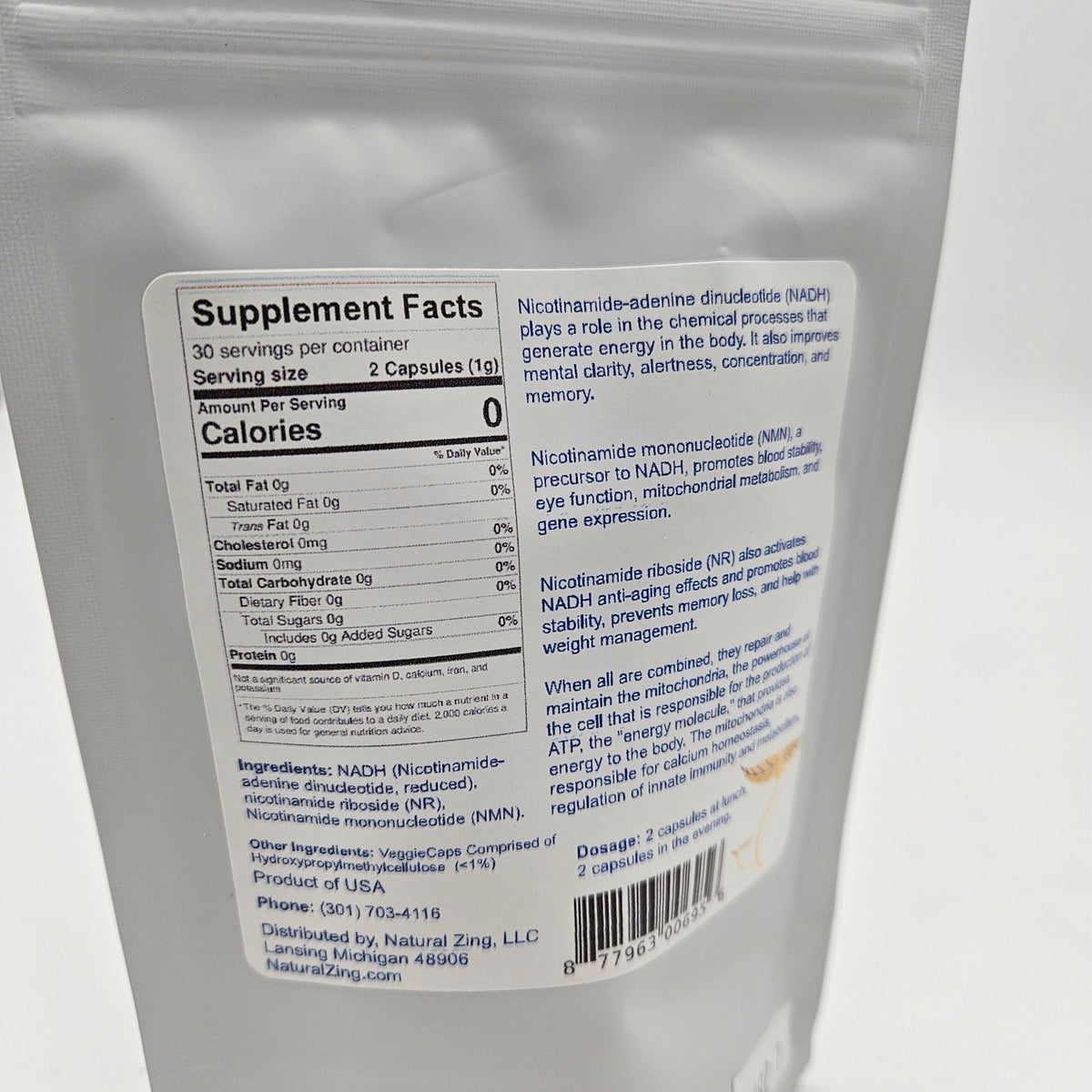 Mitochondria Renewal (NADH) (60 Capsules) - Natural Zing