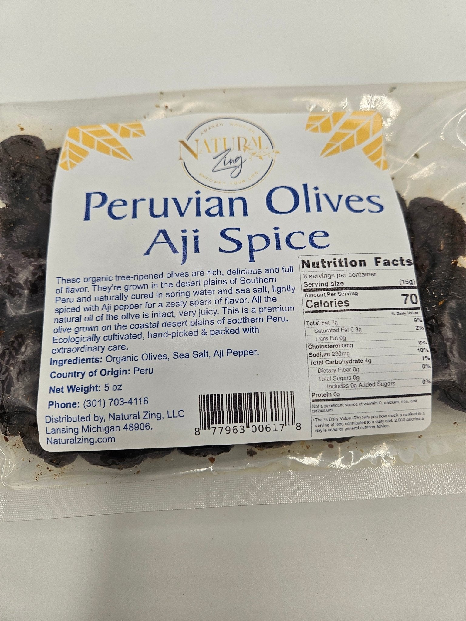 Peruvian Black Dried Olives (Aji Spiced, Pitted) 5oz Case of 14