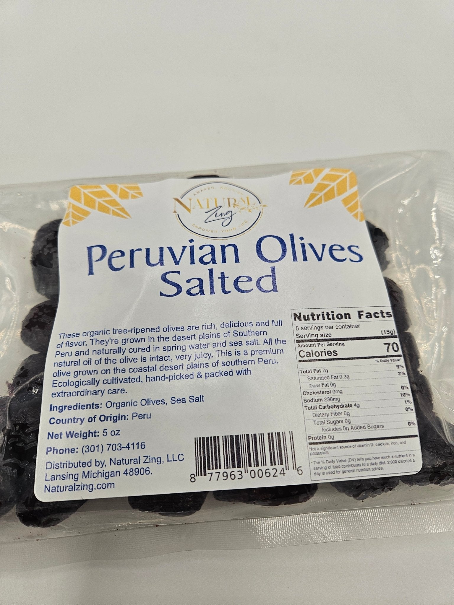 Peruvian Black Dried Olives (Salted, Pitted) 5 oz