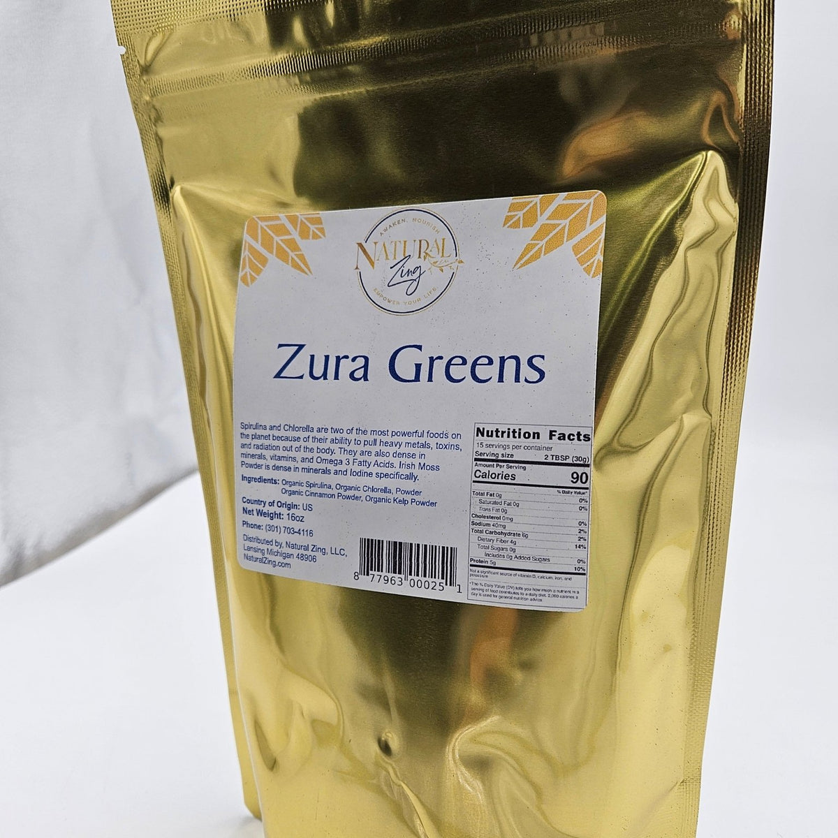 Zura Greens Superfood Powder 16 oz - Natural Zing