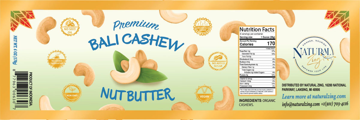 Bali Cashew Butter 6oz - Natural Zing