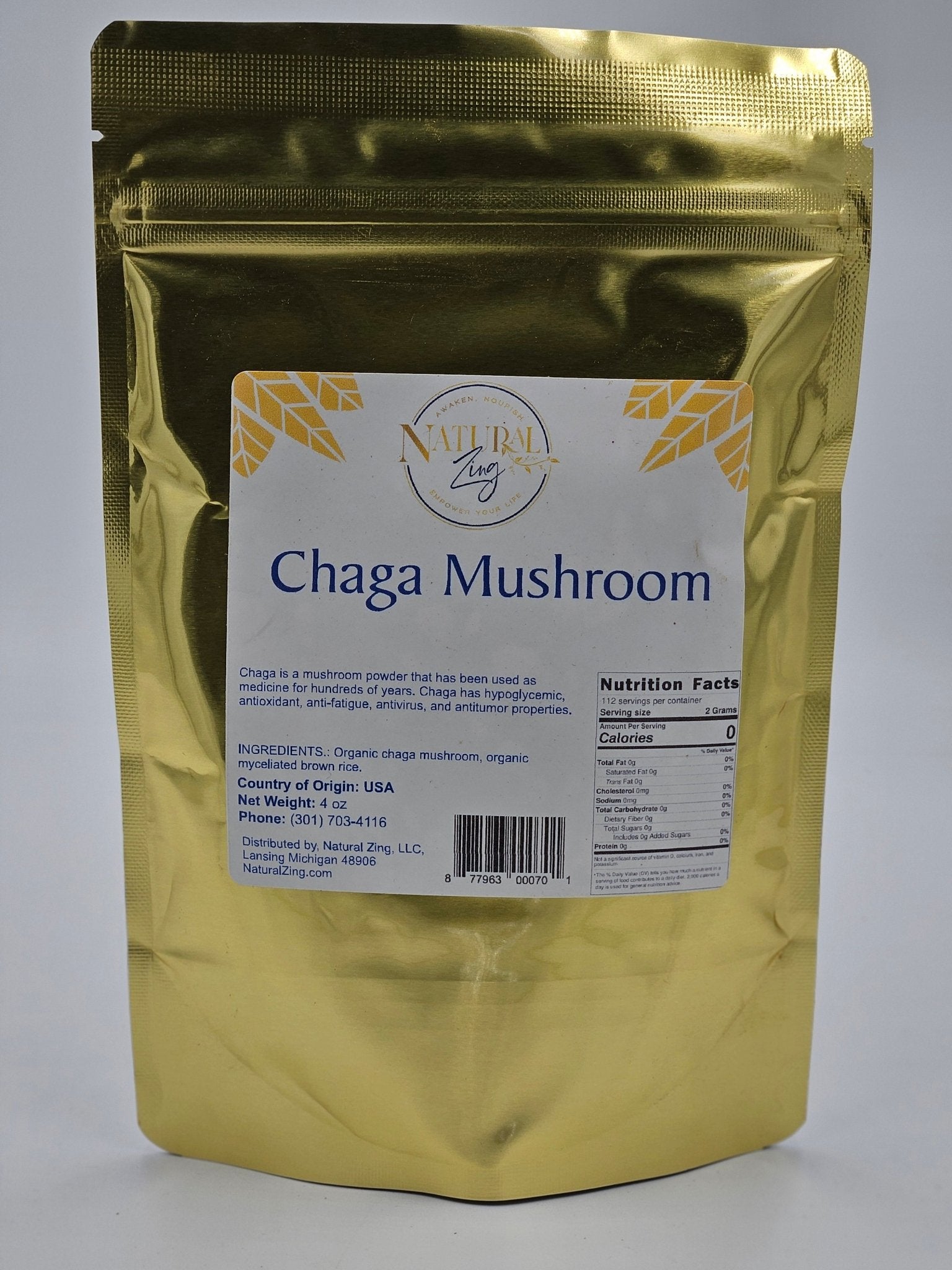 Mushroom Powder, Chaga 4 oz - Natural Zing