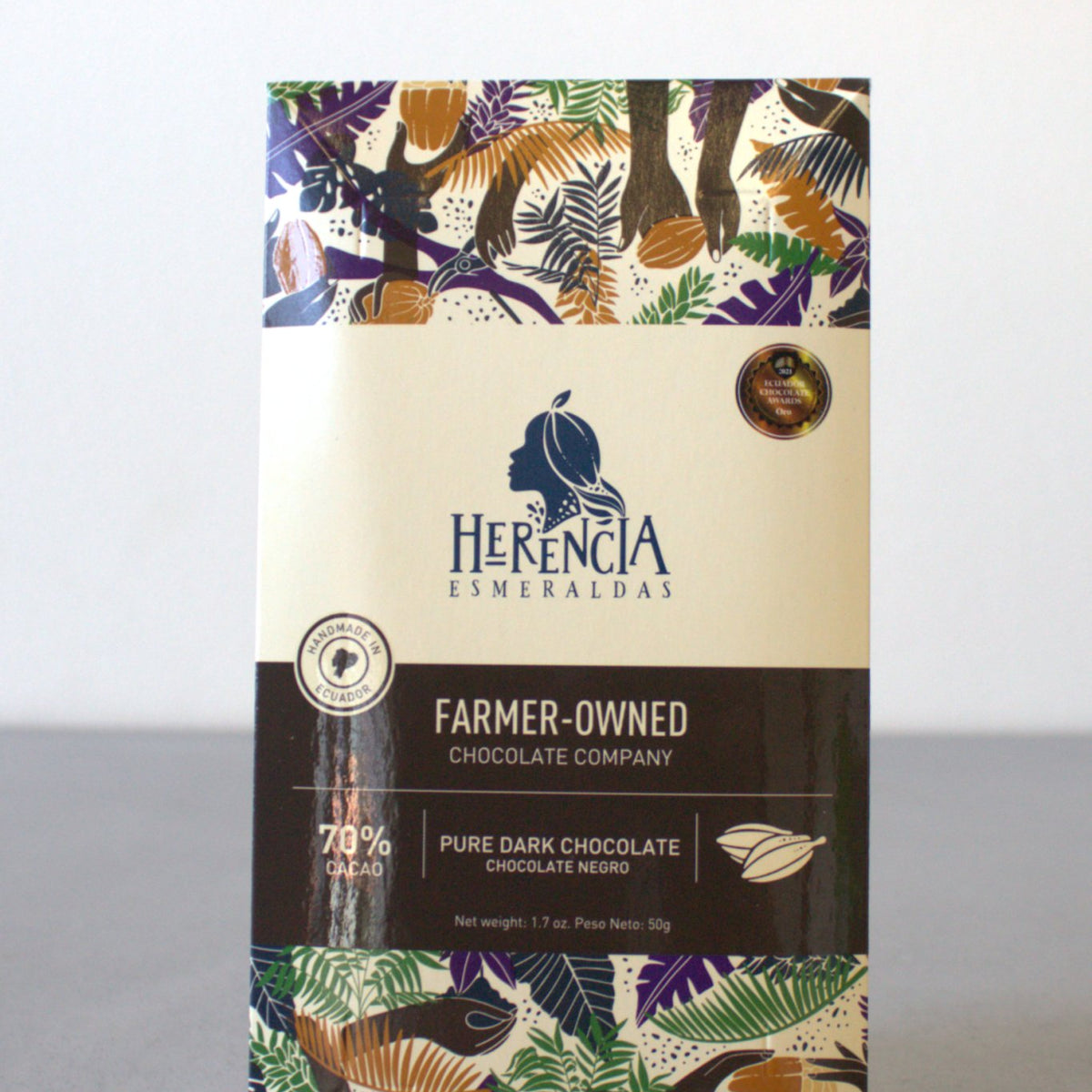 Herencia Chocolate Bar - 70% Pure Dark Chocolate - Natural Zing