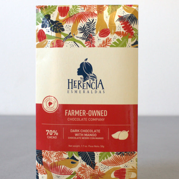 Herencia Chocolate Bar - 70% Pure Dark Chocolate with Mango - Natural Zing