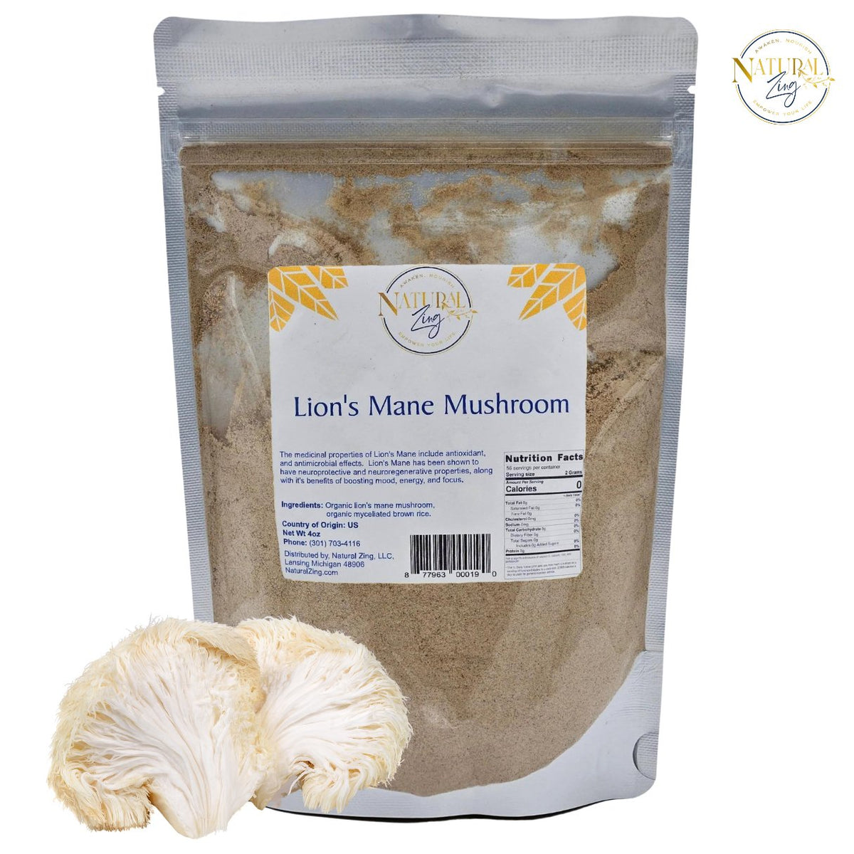 Lion's Mane Mushroom Powder - Natural Zing