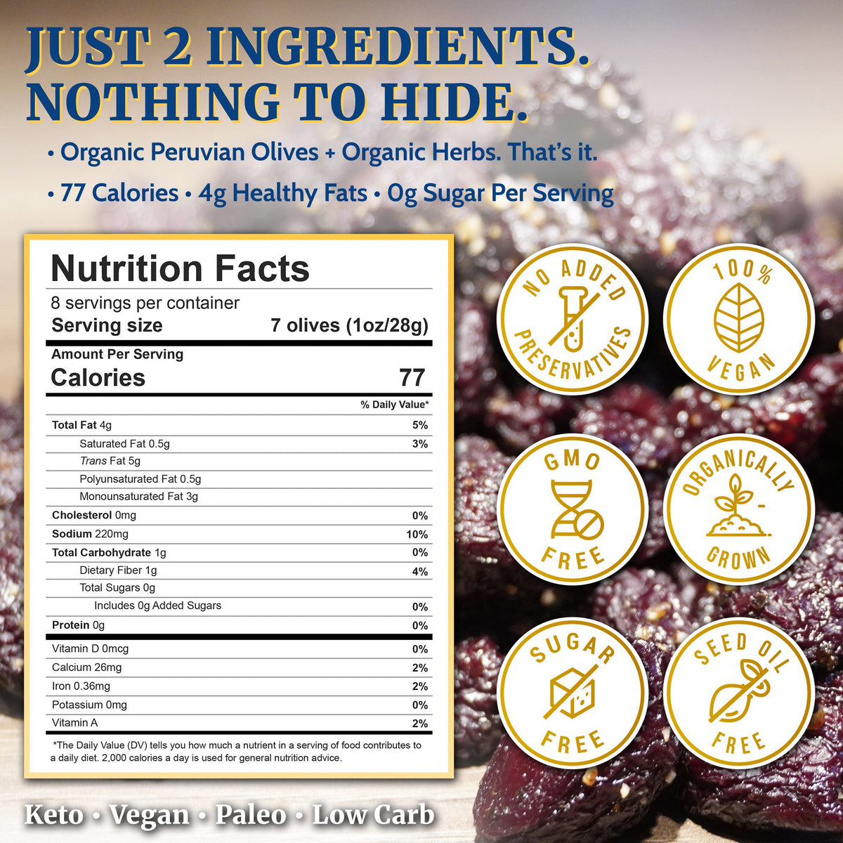 Organic Botija Raw Olives - Aji - Natural Zing