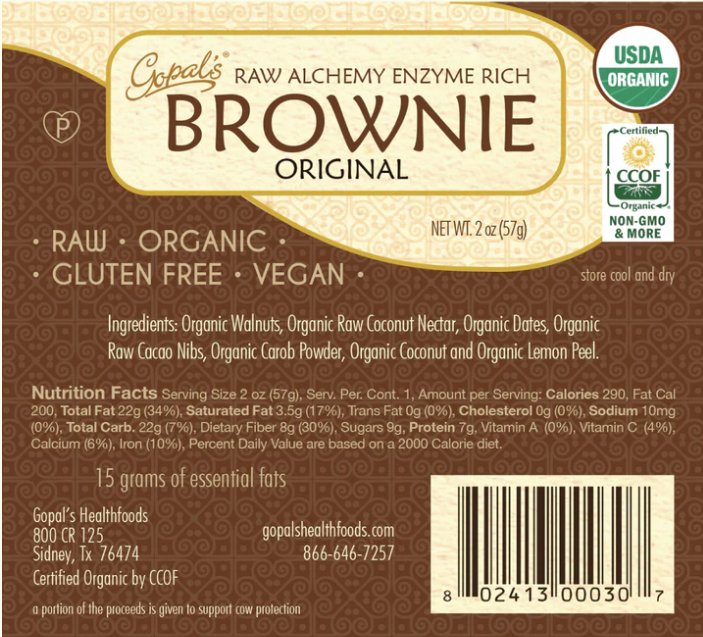 Raw Alchemy Brownie - Gopals - Natural Zing