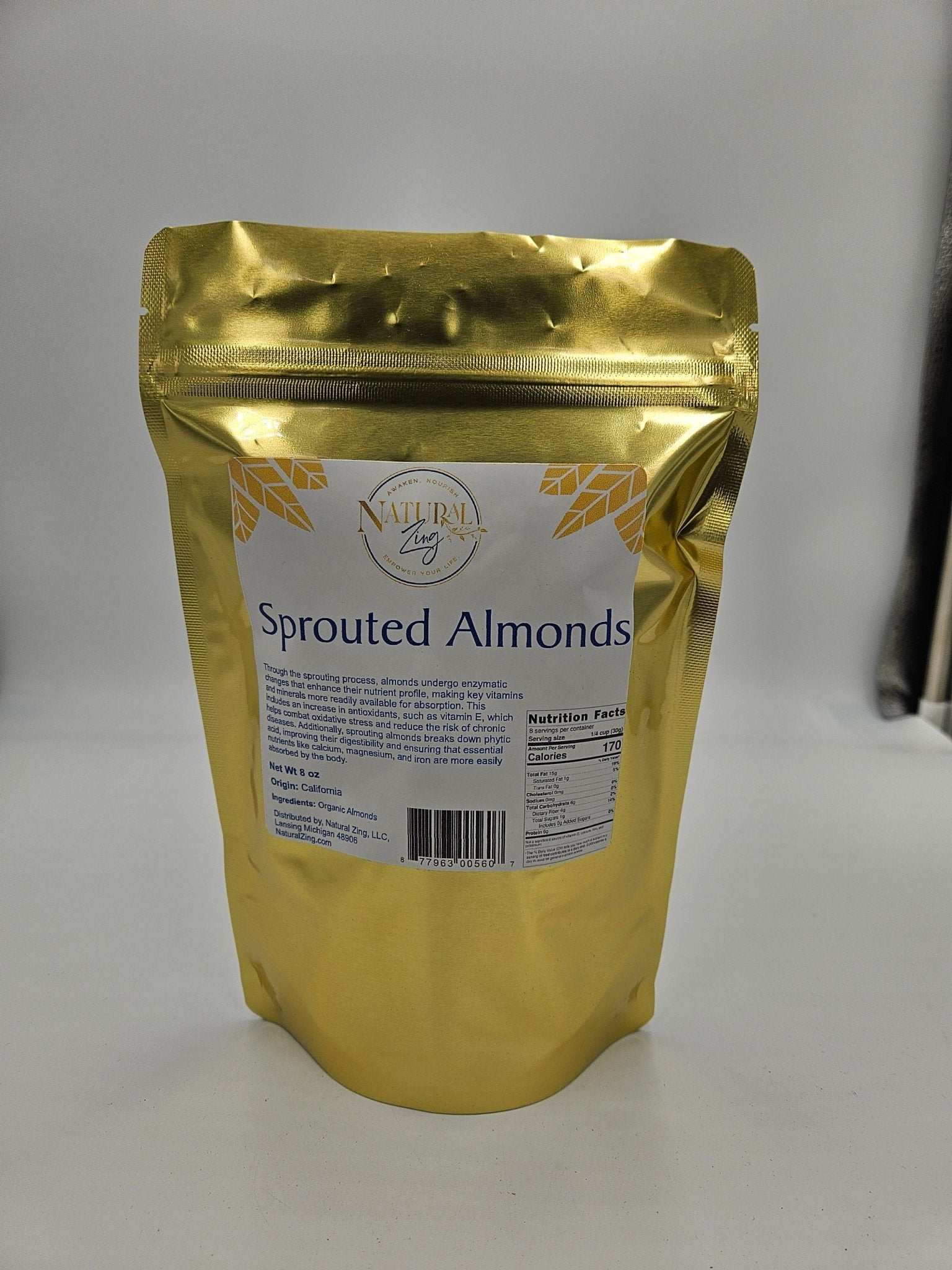 Sprouted California Almonds 8 oz - Natural Zing