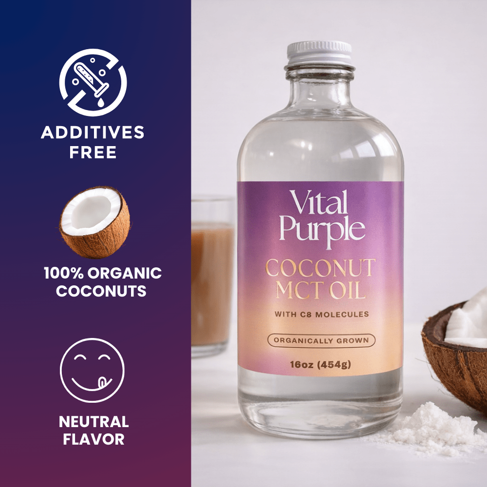 Vital Purple - Fractionated Coconut MCT Oil with C8 Molecules - Natural Zing