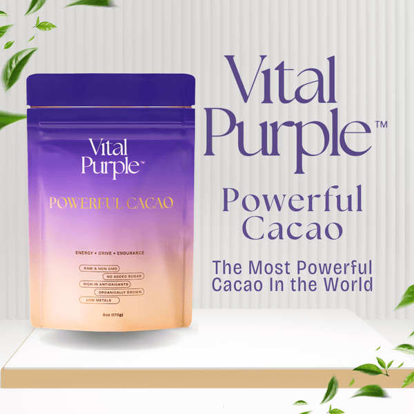 Vital Purple: High Flavanol Cocoa Powder - 25% Fat | 6 oz | High Antioxidant Cacao | Low Cadmium Cacao - Natural Zing