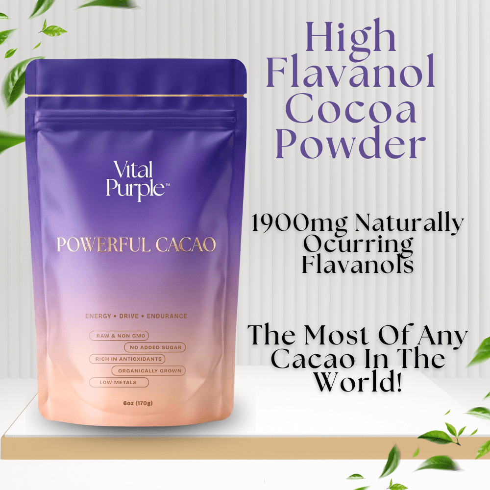 Vital Purple: High Flavanol Cocoa Powder- 25% Fat | 6 oz | High Antioxidant Cacao | Low Cadmium Cacao - Natural Zing