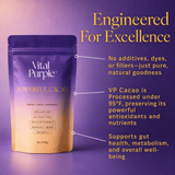 Vital Purple: High Flavanol Cocoa Powder- 25% Fat | 6 oz | High Antioxidant Cacao | Low Cadmium Cacao - Natural Zing