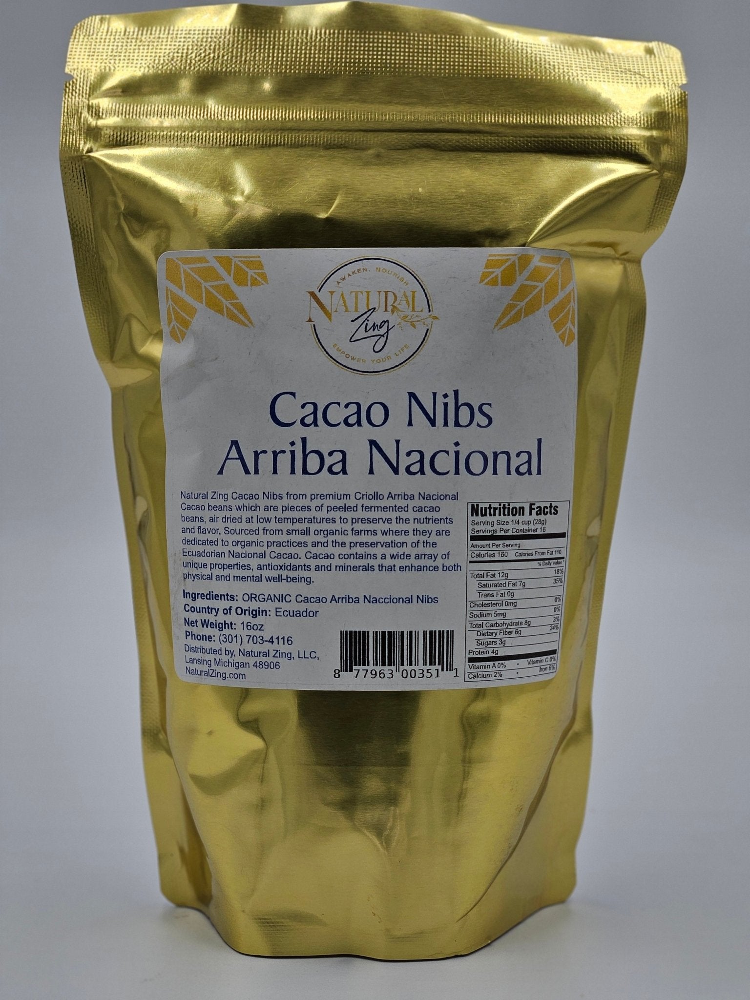***【3 Pack】-Cacao Nibs 16 oz - Natural Zing