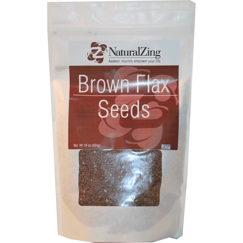 ***【3 pack】-Flax Seeds, Brown 16 oz - Natural Zing