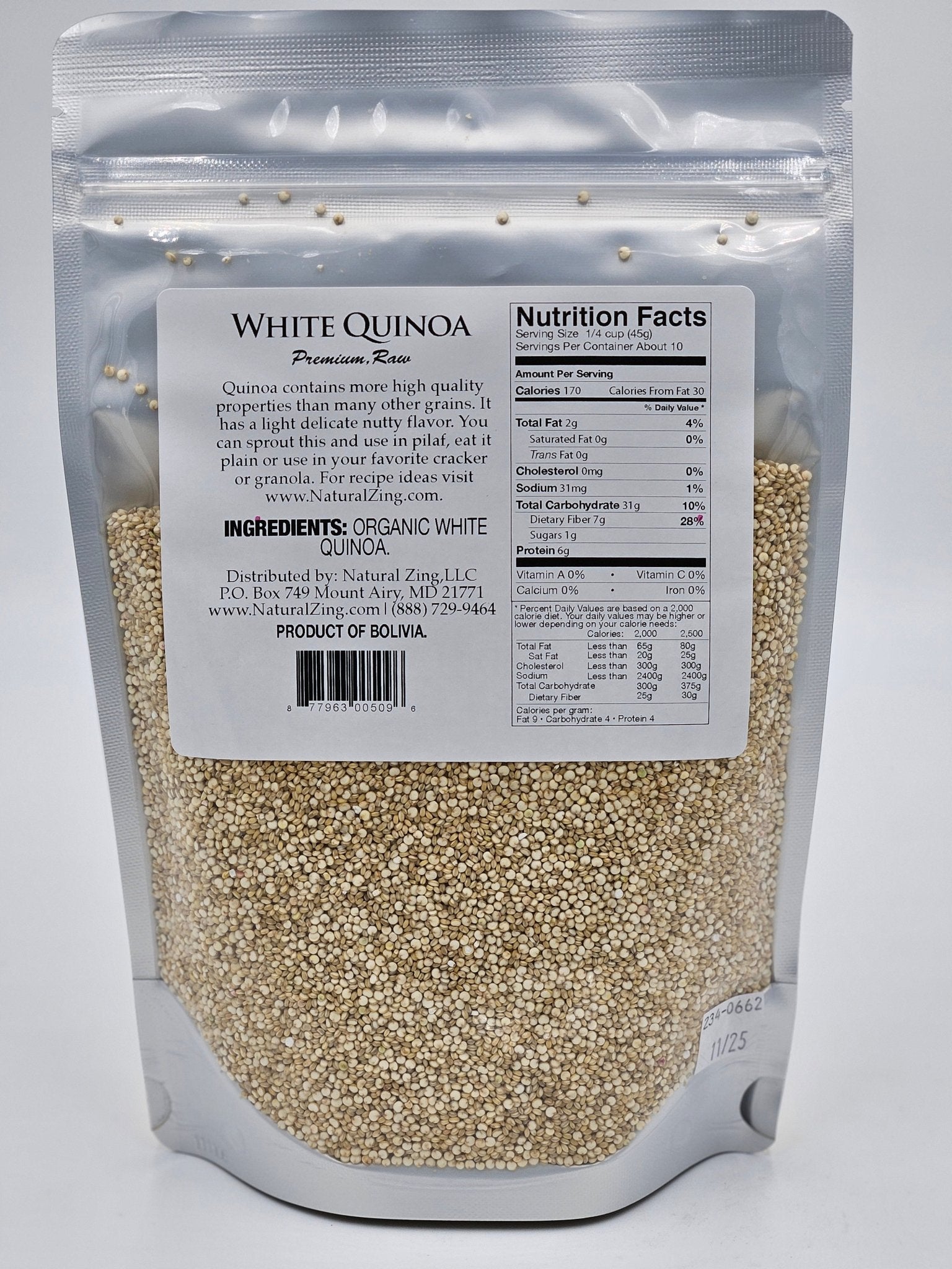 ***【3 pack】-White Quinoa 16 oz - Natural Zing