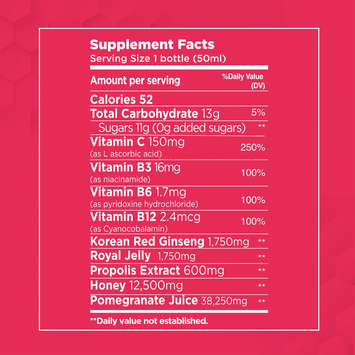 Bee & You: Energy Immune Shot |Natural Pomegranate Taste| Caffeine-Free - Natural Zing