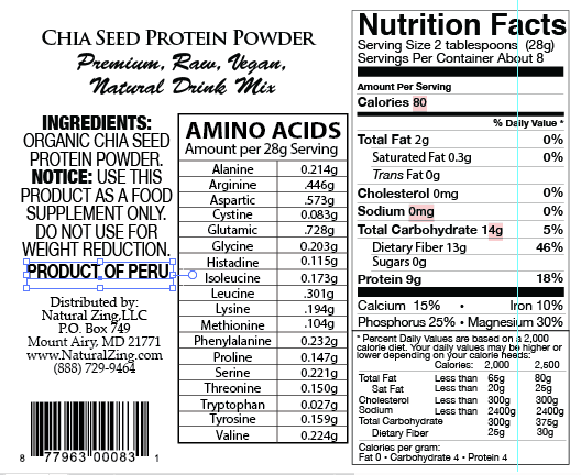Chia Protein Powder 8 oz - Natural Zing