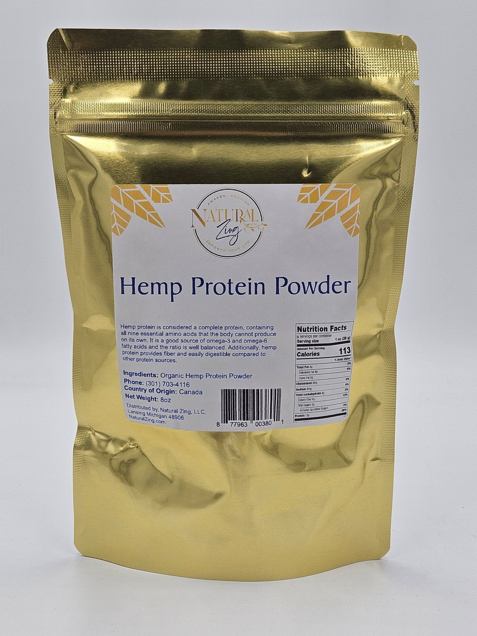 Hemp Protein Powder 8 oz - Natural Zing