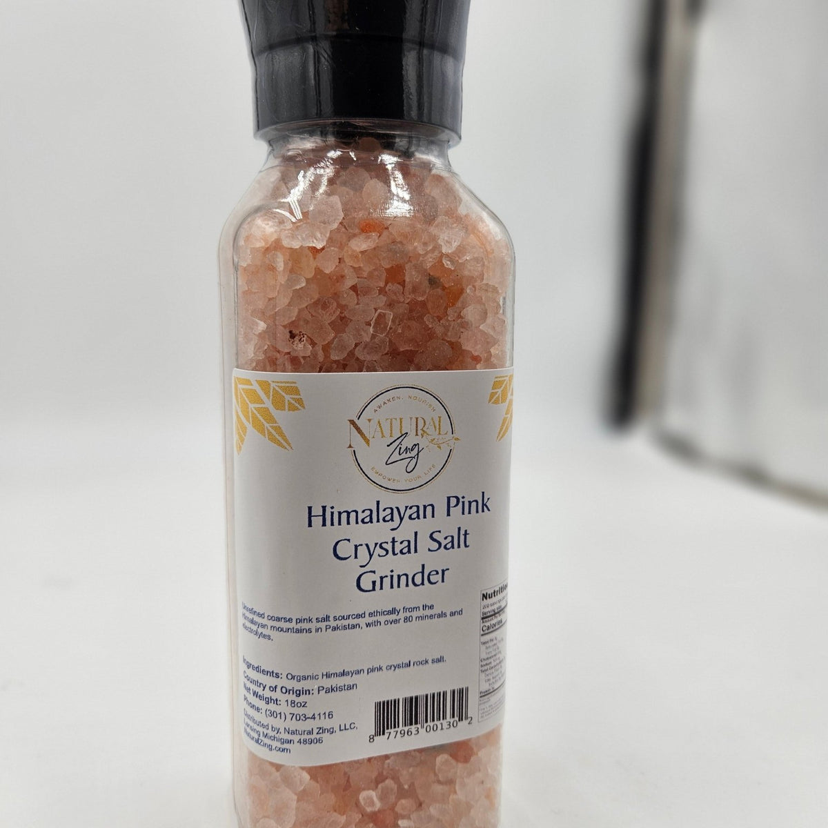 Himalayan Pink Crystal Salt (coarse) 18 oz Grinder Jar - Natural Zing