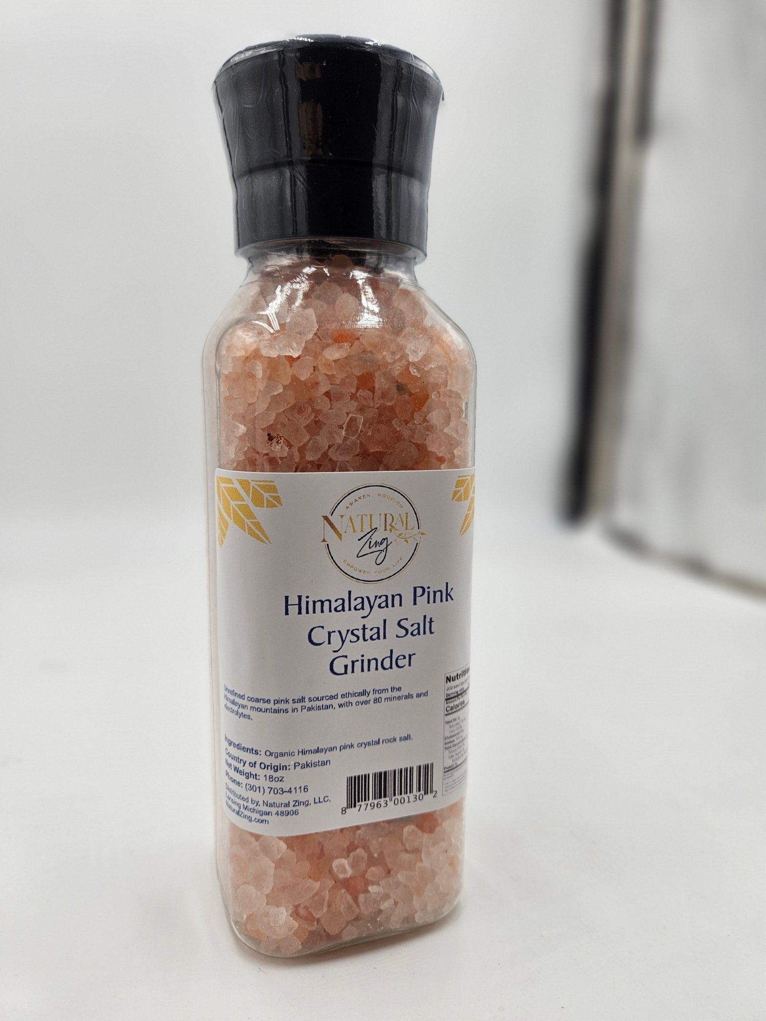 Himalayan Pink Crystal Salt (coarse) 18 oz Grinder Jar - Natural Zing