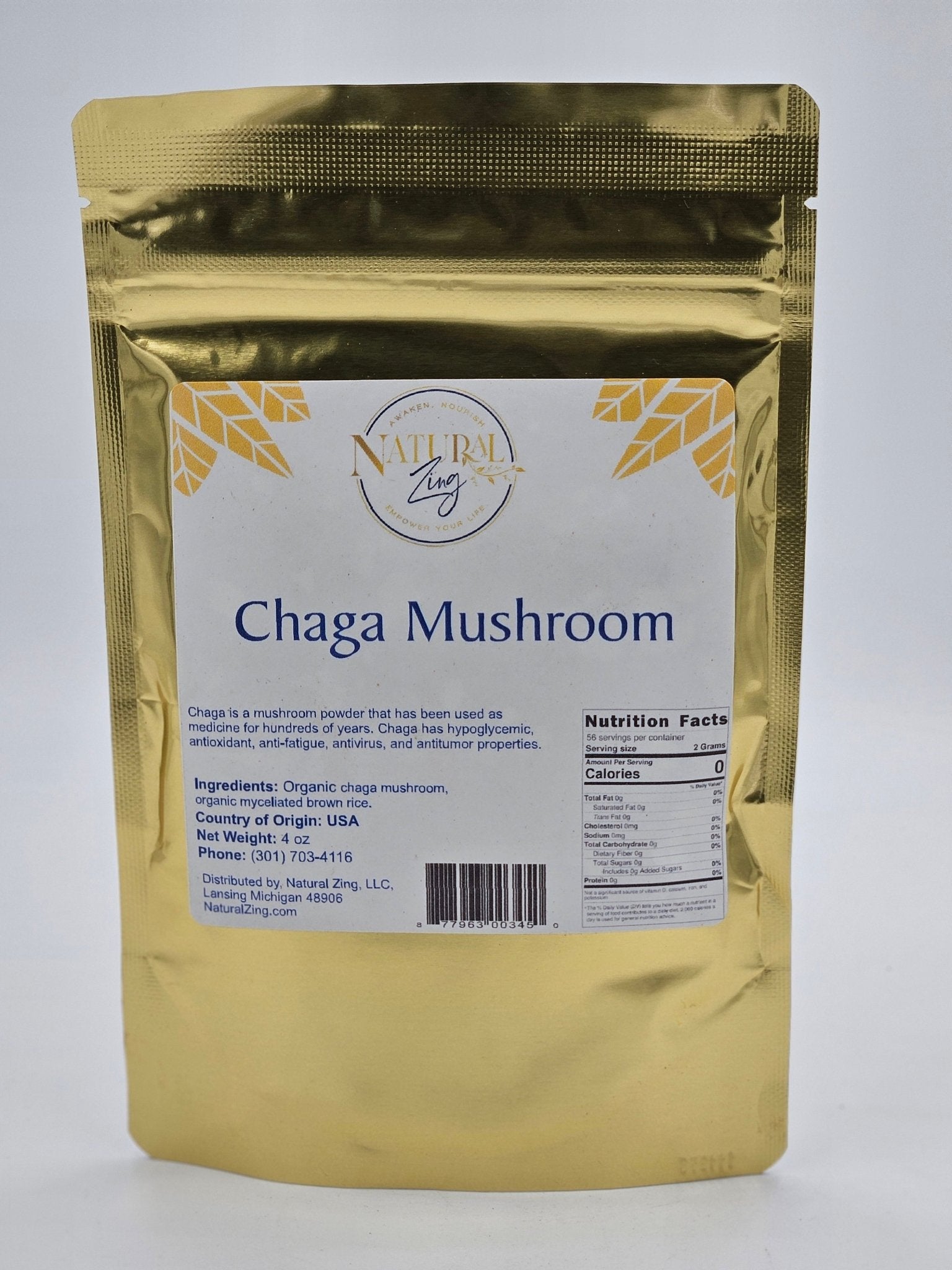 Mushroom Powder, Chaga 4 oz - Natural Zing
