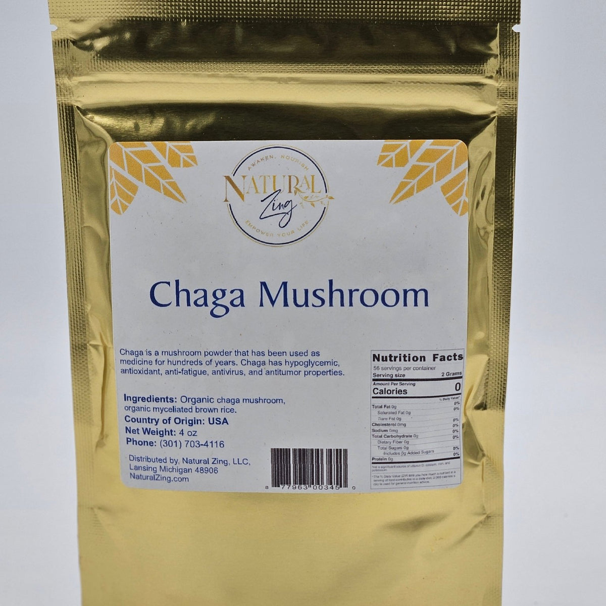 Mushroom Powder, Chaga 4 oz - Natural Zing