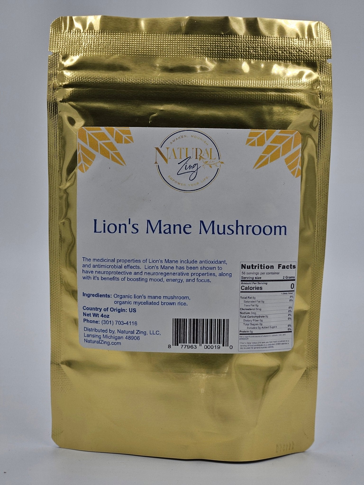 Mushroom Powder, Lion's Mane 4 oz - Natural Zing