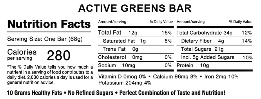 Organic Food Bar, Active Greens - Natural Zing