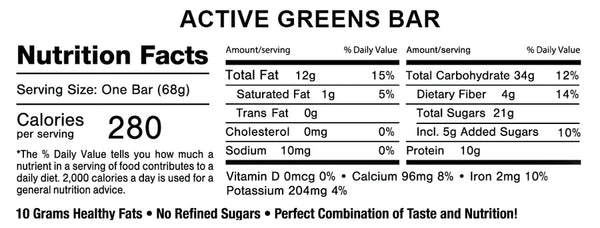 Organic Food Bar, Active Greens - Natural Zing